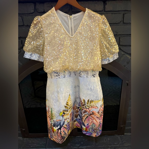 Unique Floral Bird Sequin Dress - Picture 3 of 9